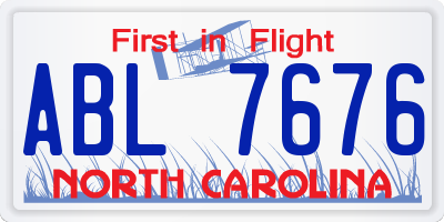 NC license plate ABL7676