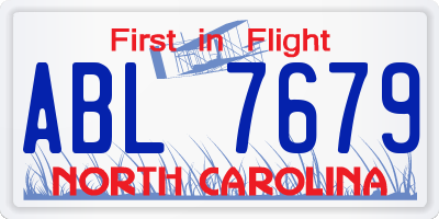 NC license plate ABL7679