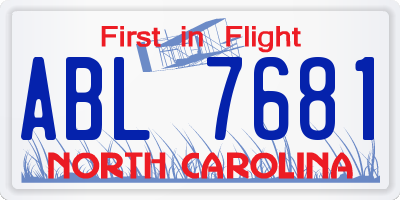 NC license plate ABL7681