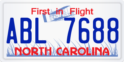 NC license plate ABL7688