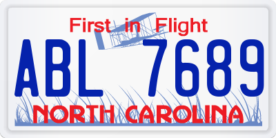 NC license plate ABL7689