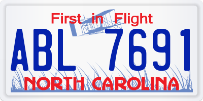 NC license plate ABL7691