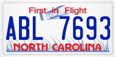 NC license plate ABL7693