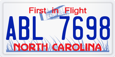 NC license plate ABL7698