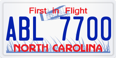 NC license plate ABL7700