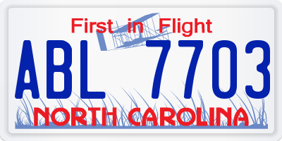 NC license plate ABL7703