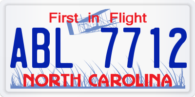 NC license plate ABL7712