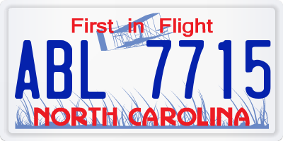 NC license plate ABL7715