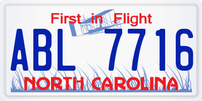 NC license plate ABL7716