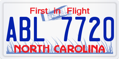 NC license plate ABL7720