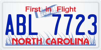 NC license plate ABL7723