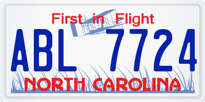 NC license plate ABL7724