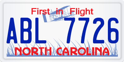 NC license plate ABL7726