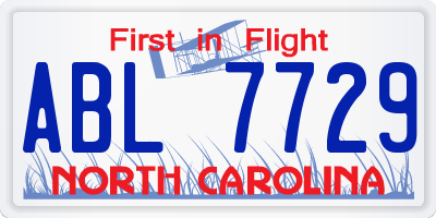 NC license plate ABL7729