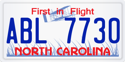 NC license plate ABL7730