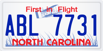 NC license plate ABL7731