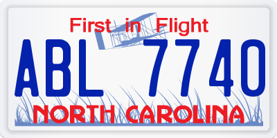NC license plate ABL7740