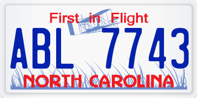NC license plate ABL7743