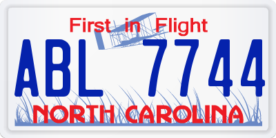 NC license plate ABL7744