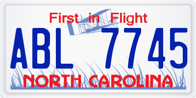 NC license plate ABL7745