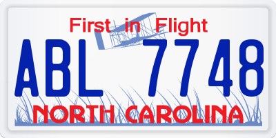 NC license plate ABL7748