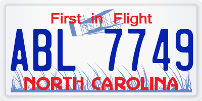 NC license plate ABL7749