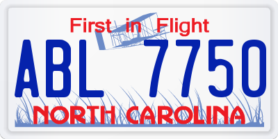 NC license plate ABL7750