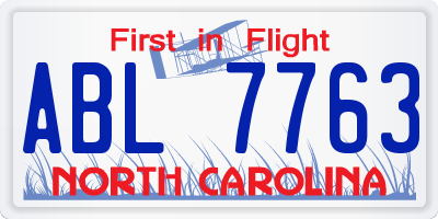 NC license plate ABL7763