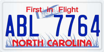 NC license plate ABL7764