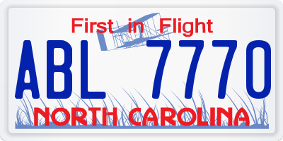 NC license plate ABL7770