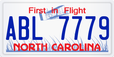 NC license plate ABL7779