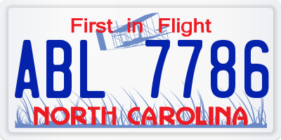 NC license plate ABL7786
