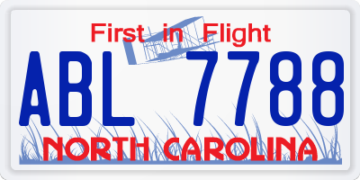 NC license plate ABL7788