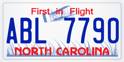 NC license plate ABL7790