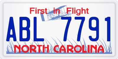 NC license plate ABL7791