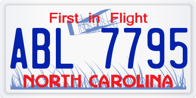 NC license plate ABL7795