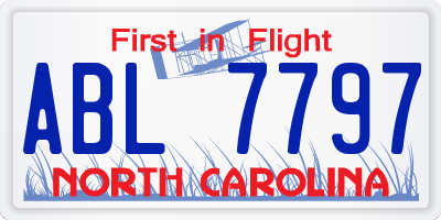 NC license plate ABL7797