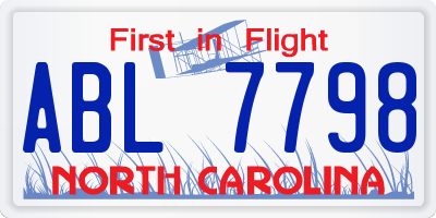 NC license plate ABL7798