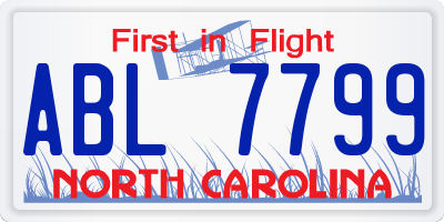 NC license plate ABL7799