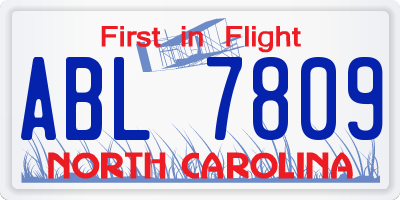 NC license plate ABL7809