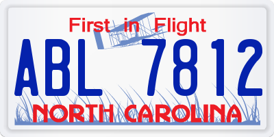NC license plate ABL7812