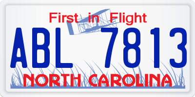 NC license plate ABL7813