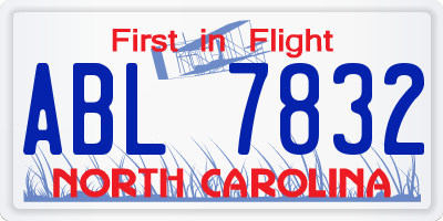 NC license plate ABL7832