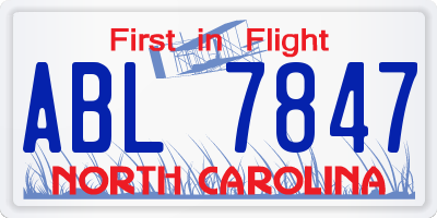 NC license plate ABL7847