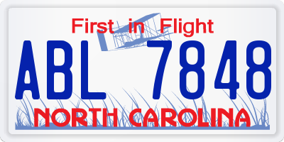 NC license plate ABL7848