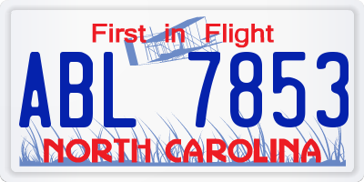 NC license plate ABL7853