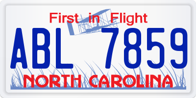 NC license plate ABL7859
