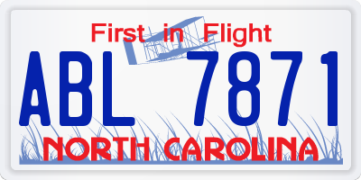 NC license plate ABL7871