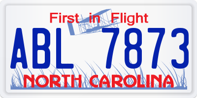NC license plate ABL7873