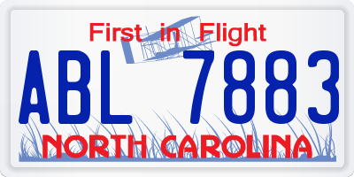 NC license plate ABL7883